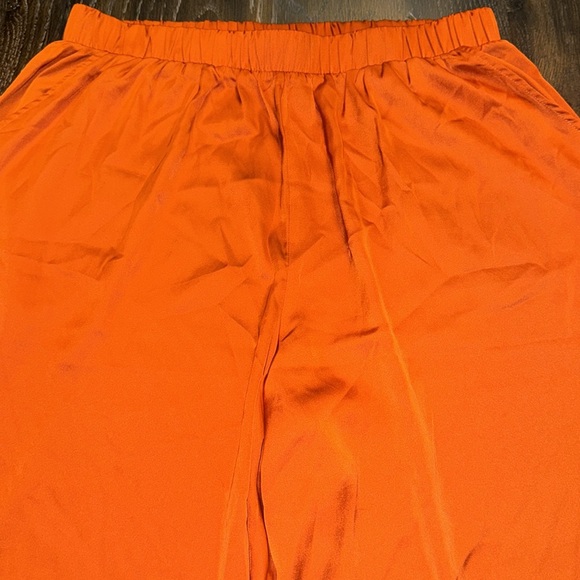 🔴 FOREVER 21 ORANGE WIDE LEG PANTS SIZE 0X - Picture 2 of 2